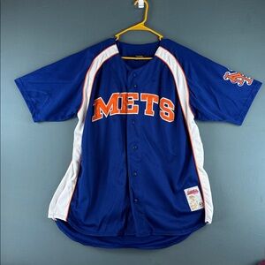 New York METS Blue & White Button-Up Baseball Jersey
